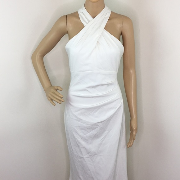 Eliza J White Halter Wedding Dress - Picture 2 of 8